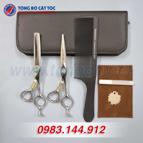 Bộ kéo cắt tóc chuyên nghiệp NEPURLSON bạc xanh ngọc