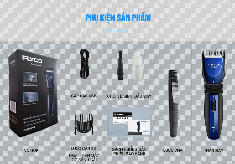 Tông đơ pin sạc Flyco FC5809 siêu bền, giá rẻ nhất, hàng chính hãng 1 Tông đơ pin sạc Flyco FC5809