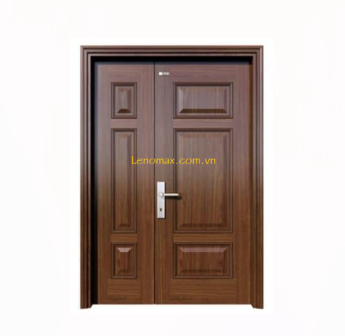 Cửa thép vân gỗ 2 cánh lệch H3