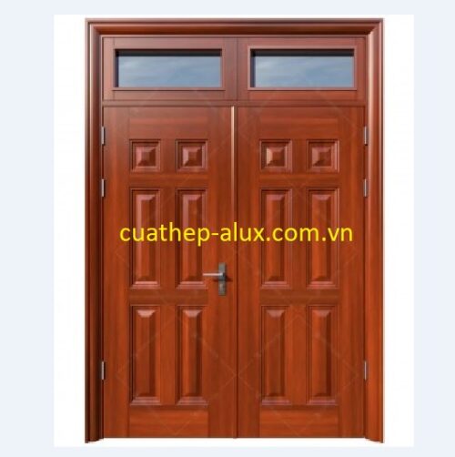 Cửa thép vân gỗ 2 cánh cân H1