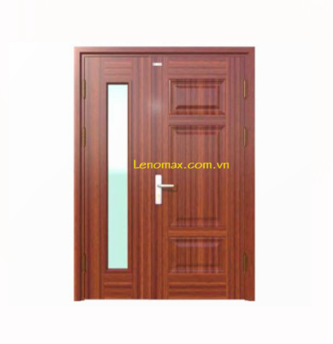 Cửa thép vân gỗ 2 cánh lệch H2