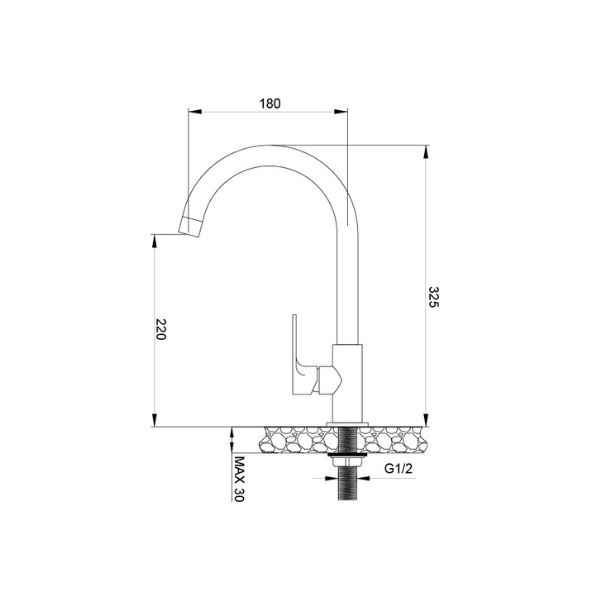 Kích thước của Vòi rửa bát Malloca K1603CL Kích thước của Vòi rửa bát Malloca K1603CL