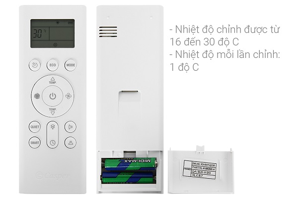 casper-lc12fs33-3 Điều khiển Điều hòa 1 chiều Casper LC12FS33