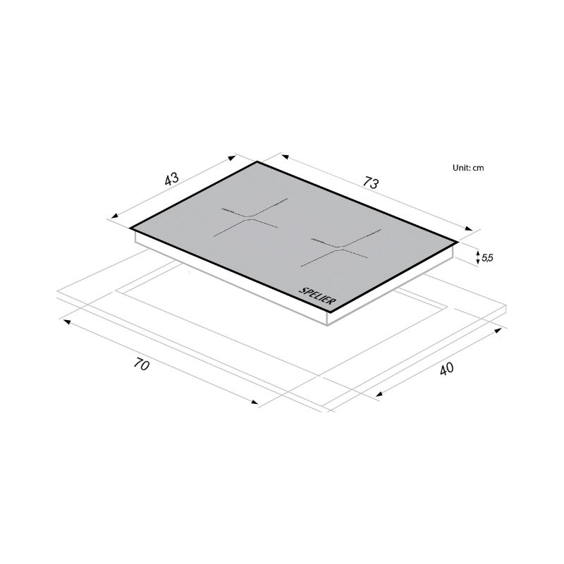 Kích thước bếp từ Spelier SPM 998Iplus Kích thước bếp từ Spelier SPM 998Iplus