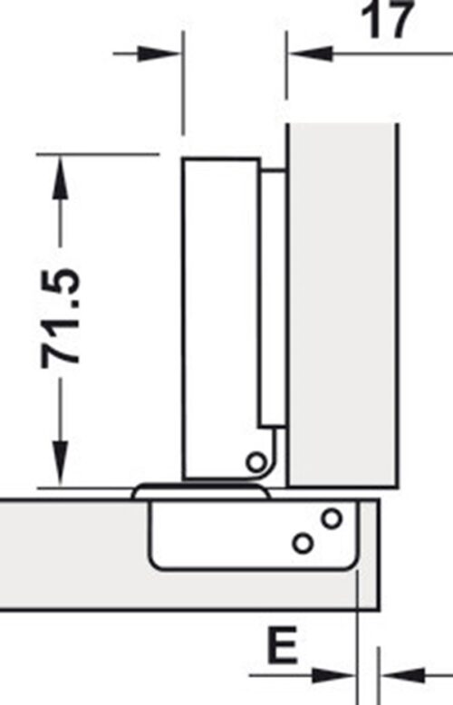 Bản lề trùm ngoài Metalla SM 95º Mini Hafele 311.04.440 3 Kích thước của Bản lề trùm ngoài Metalla SM 95º Mini Hafele 311.04.440