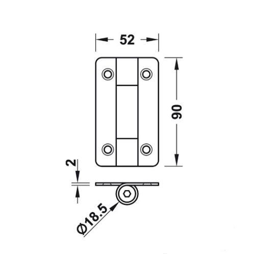 Bản lề WC điều chỉnh tự đóng Hafele 988.98.090 3 Kích thước của Bản lề WC điều chỉnh tự đóng Hafele 988.98.090