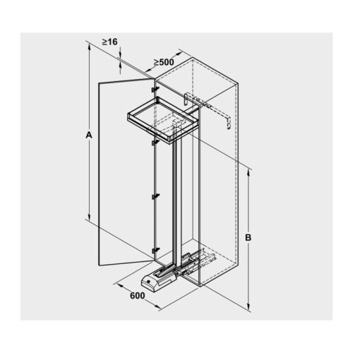 Bộ kệ 5 tầng Convoy Lavido 450mm Hafele 549.63.494 3 Kích thước của Bộ kệ 5 tầng Convoy Lavido 450mm Hafele 549.63.494