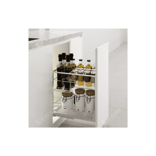 Giá để gia vị nan dẹt Inox mờ, ray giảm chấn Kit Plus DS.35 3 Giá để gia vị nan dẹt Inox mờ, ray giảm chấn Kit Plus DS.35