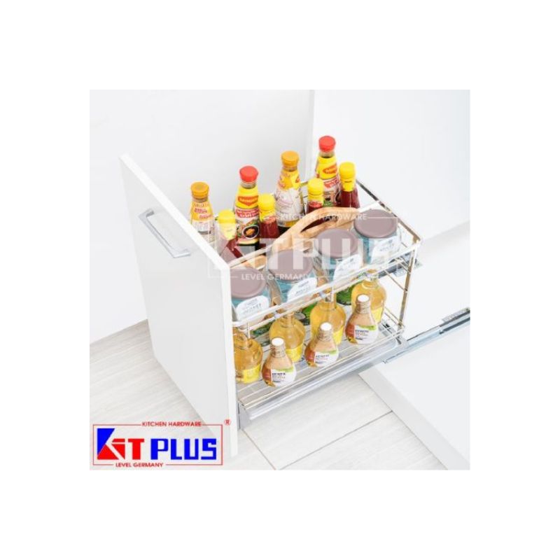 Giá để gia vị nan dẹt Inox mờ, ray giảm chấn Kit Plus DS.35 Giá để gia vị nan dẹt Inox mờ, ray giảm chấn Kit Plus DS.35