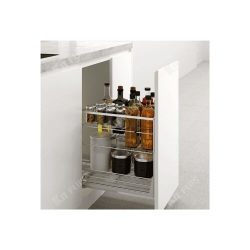 Giá để gia vị nan dẹt Inox mờ, ray giảm chấn Kit Plus DS.40 4 Giá để gia vị nan dẹt Inox mờ, ray giảm chấn Kit Plus DS.40