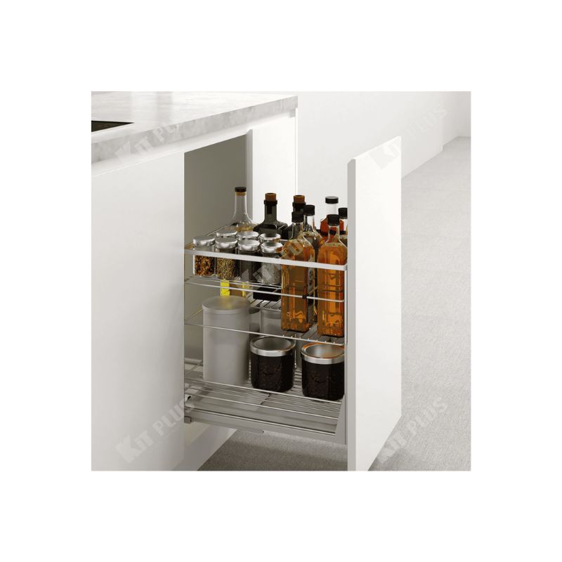 Giá để gia vị nan dẹt Inox mờ, ray giảm chấn Kit Plus DS.40 Giá để gia vị nan dẹt Inox mờ, ray giảm chấn Kit Plus DS.40
