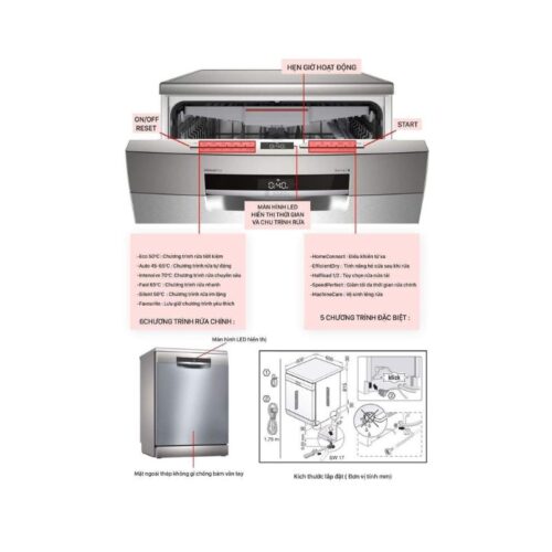 Máy rửa bát Bosch SMS6ECI03E 13 bộ 8 Máy rửa bát Bosch SMS6ECI03E 13 bộ