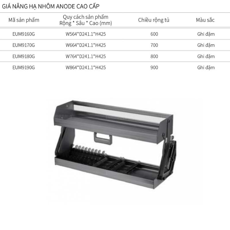 Kích thước giá nâng hạ Eurogold EUM9170G Kích thước giá nâng hạ Eurogold EUM9170G