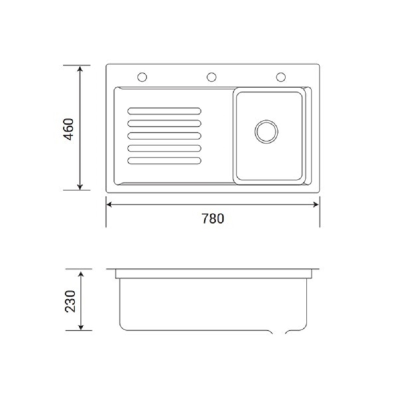 Kích thước chậu rửa bát Henry HR-C7846IH BLACK Kích thước chậu rửa bát Henry HR-C7846IH BLACK
