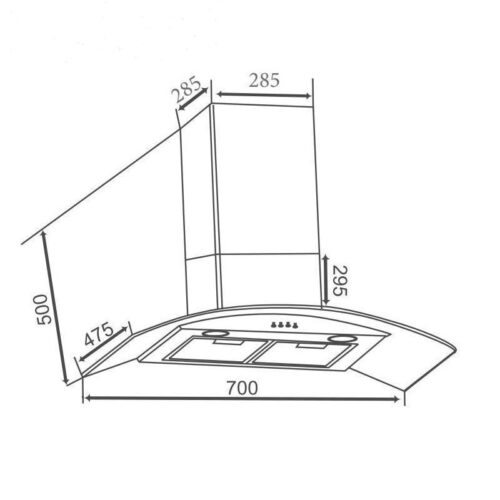 Máy hút mùi áp tường Faster FS 3570-BL 3 Kích thước máy hút mùi áp tường Faster FS 3570-BL