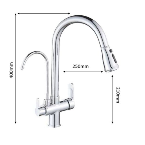 Vòi rửa chén bát Henry HR-V8012 White 3 Kích thước vòi rửa chén bát Henry HR-V8012 White