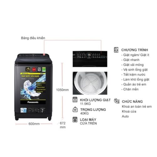 Máy Giặt Panasonic Inverter 11.5 Kg NA-FD11AR1BV cửa trên 5 Kích thước máy Giặt Panasonic Inverter 11.5 Kg NA-FD11AR1BV cửa trên