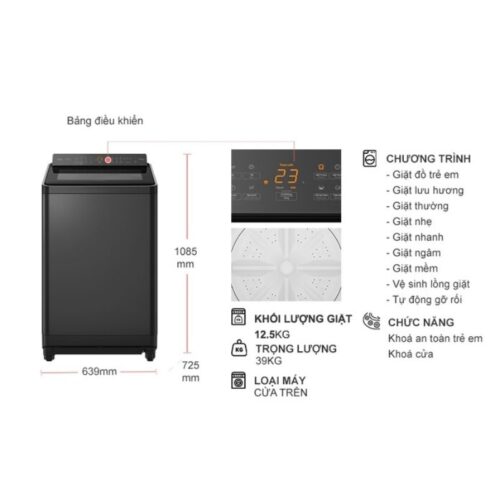 Máy Giặt Panasonic Inverter 12.5 Kg NA-FD125X3BV cửa trên 5 Kích thước máy Giặt Panasonic Inverter 12.5 Kg NA-FD125X3BV cửa trên