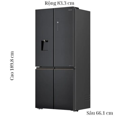 Kích thước tủ Lạnh 4 cánh Multi Doors Inverter 515 Lít Toshiba GR-RF675WI-PMV(06)-MG