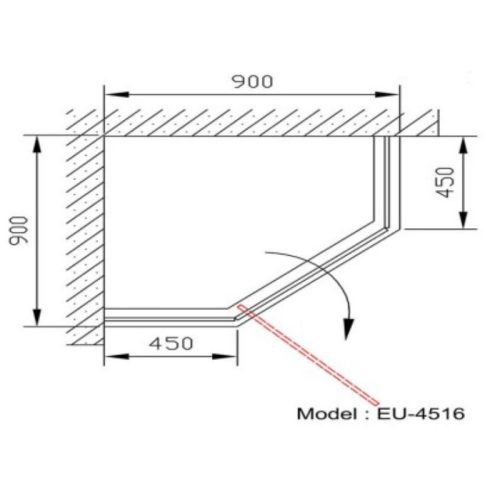 Kích thước phòng tắm vách kính Euroking EU-4516 900mm