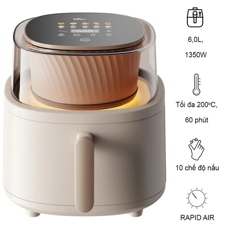 Nồi chiên không dầu Bear QZG-F15G1 6.0 Lít Nồi chiên không dầu Bear QZG-F15G1 6.0 Lít