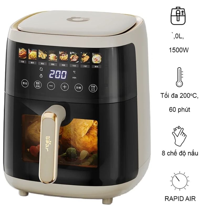 Nồi chiên không dầu Bear QZG-F15H1 5.0 Lít Nồi chiên không dầu Bear QZG-F15H1 5.0 Lít