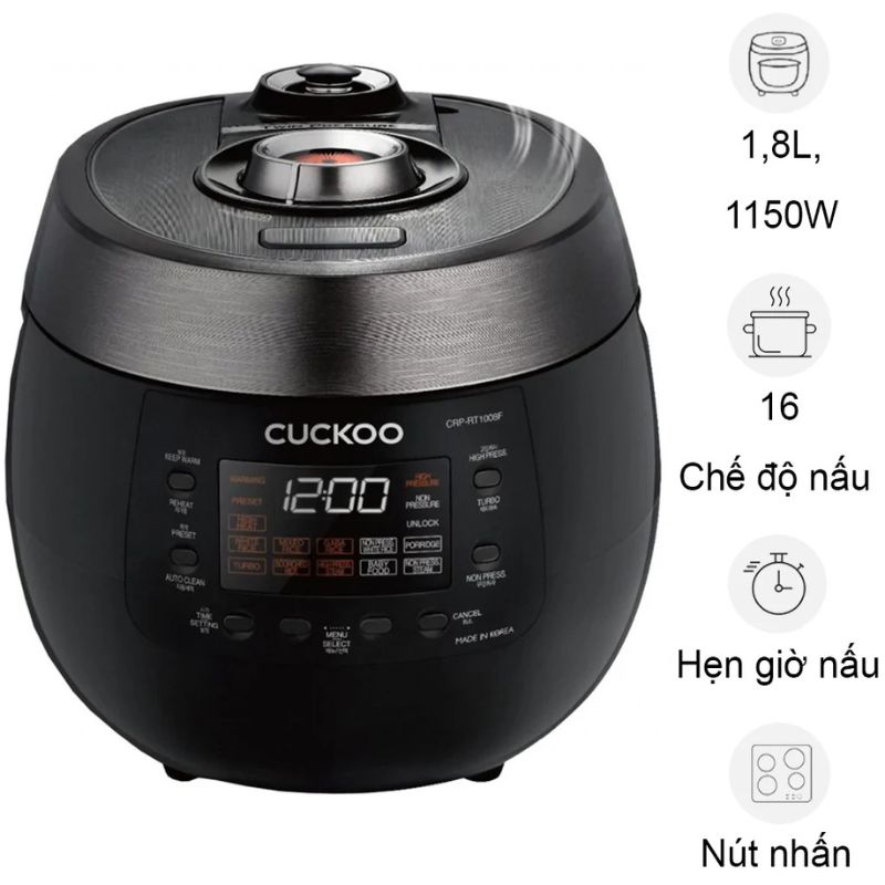 Nồi cơm điện tử áp suất Kép Cuckoo CRP-RT1008F 1.8 Lít Nồi cơm điện tử áp suất Kép Cuckoo CRP-RT1008F 1.8 Lít