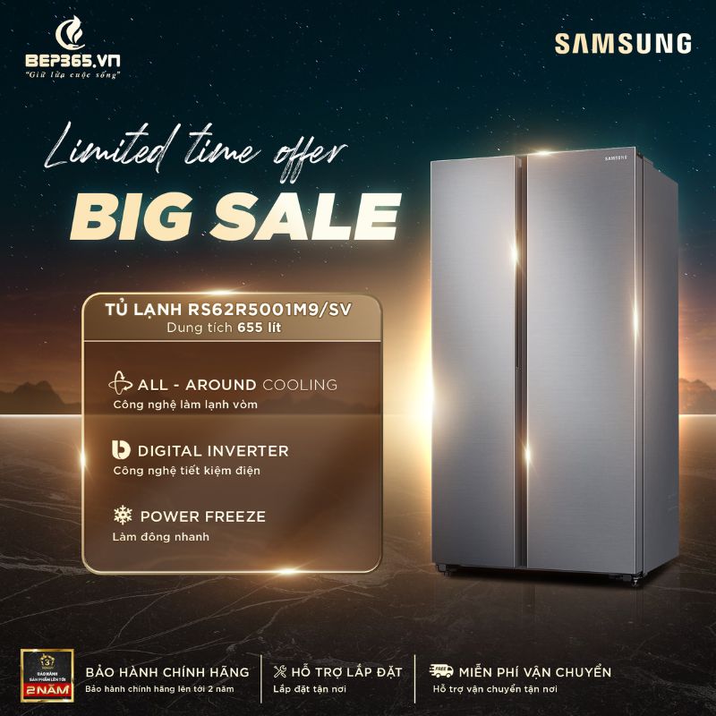 Big sale Tủ Lạnh 2 cánh side by side Inverter 680 Lít Samsung RS62R5001M9/SV Big sale Tủ Lạnh 2 cánh side by side Inverter 680 Lít Samsung RS62R5001M9/SV