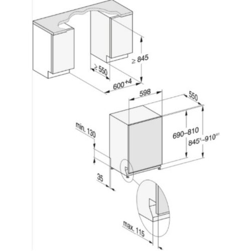 Máy rửa bát Miele G 7460 3 Kích thước máy rửa bát Miele G 7460