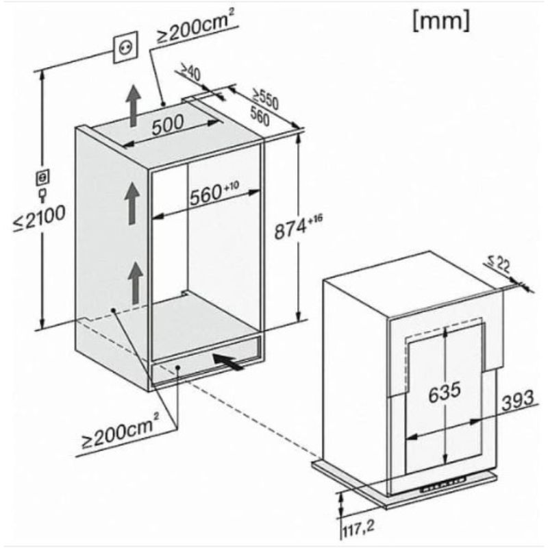 Kích thước Tủ Bảo Quản Rượu Vang Miele KWT 6422 i Kích thước Tủ Bảo Quản Rượu Vang Miele KWT 6422 i