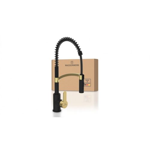 Vòi rửa bát Wasserwerk WK 3 black/matt gold, with spiral spring 700558