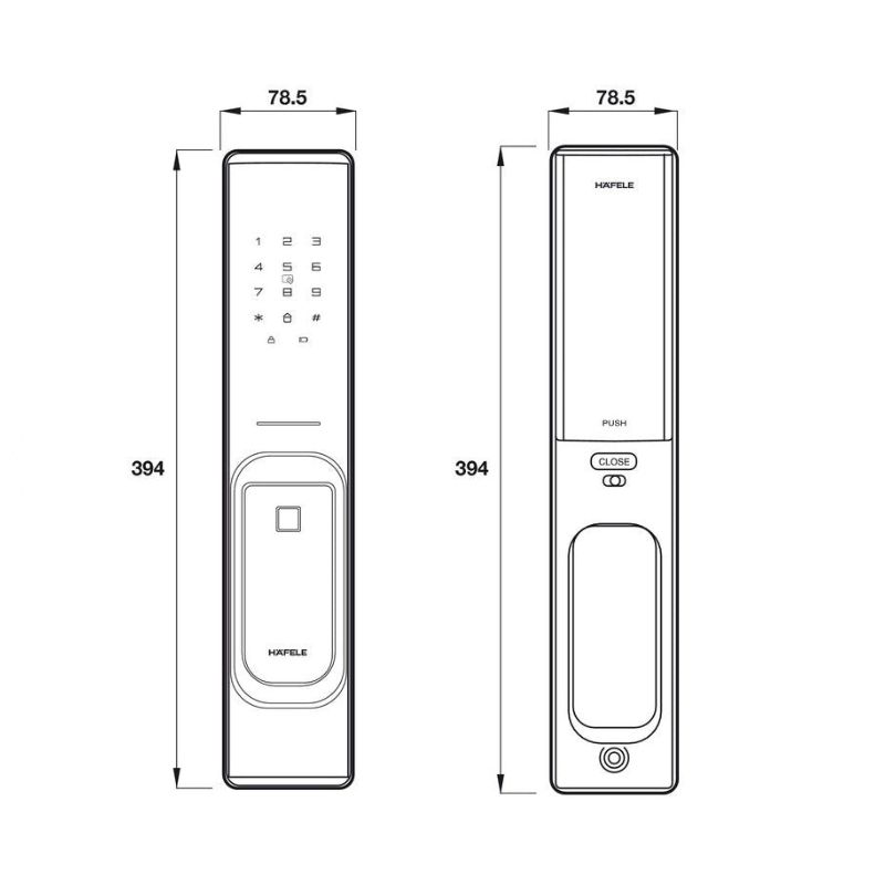 Kích thước khóa điện tử Hafele PP8100 912.20.286 Kích thước khóa điện tử Hafele PP8100 912.20.286