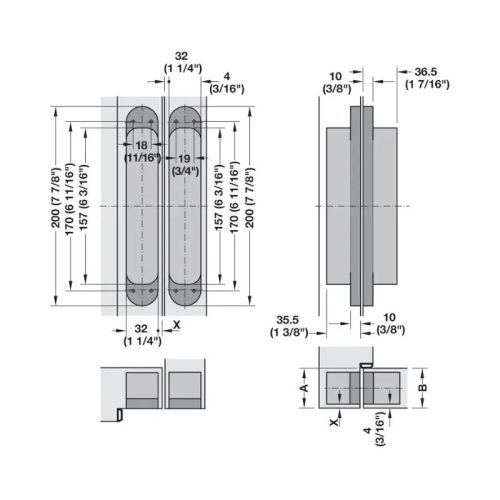 Cấu tạo BẢN LỀ ÂM TE540 3D, SC Hafele 924.17.223