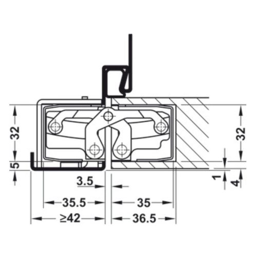 Cấu trúc BẢN LỀ ÂM TE 540 3D, ĐEN Hafele 924.17.237