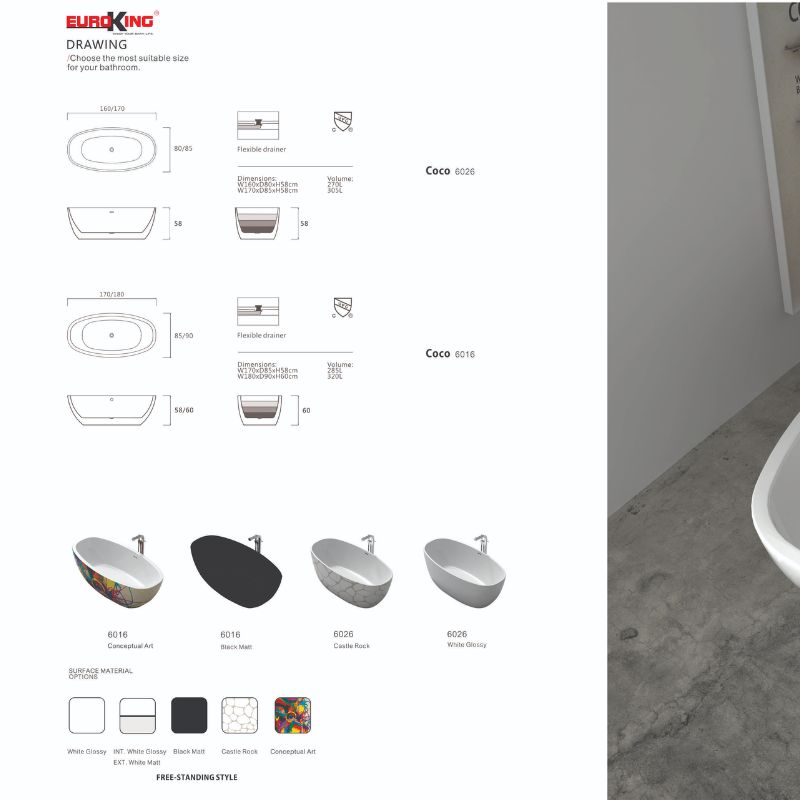 Kích thước bồn tắm CoCo EuroKing không massage EU-6026-1600 Nhám/Đen/Đá Kích thước bồn tắm CoCo EuroKing không massage EU-6026-1600 Nhám/Đen/Đá