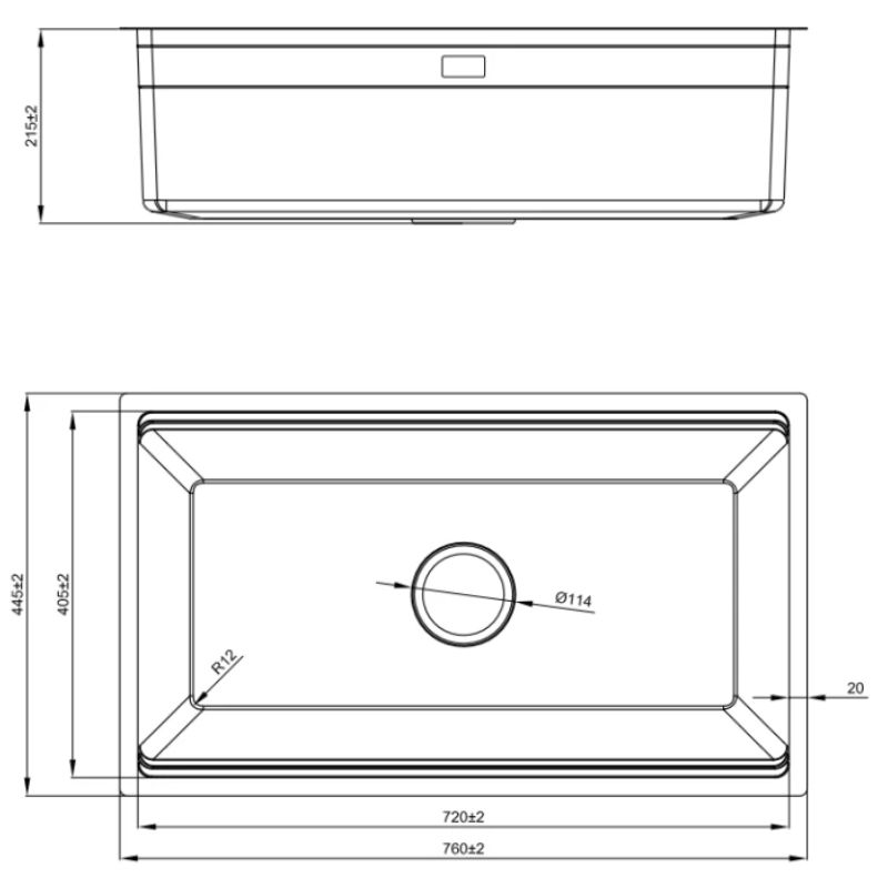 Kích thước chậu rửa bát Nobinox LIRA NJ562D Kích thước chậu rửa bát Nobinox LIRA NJ562D