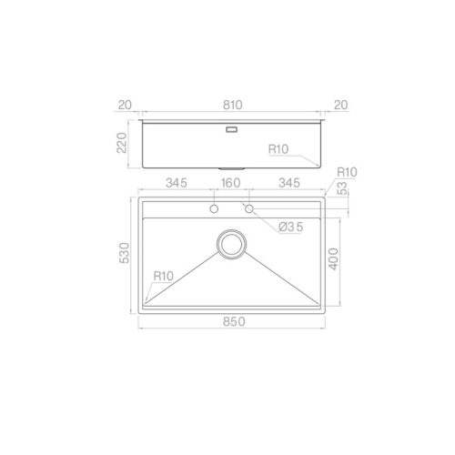 Chậu rửa bát Nobinox NEWGO NA830 4 Kích thước chậu rửa bát Nobinox NEWGO NA830