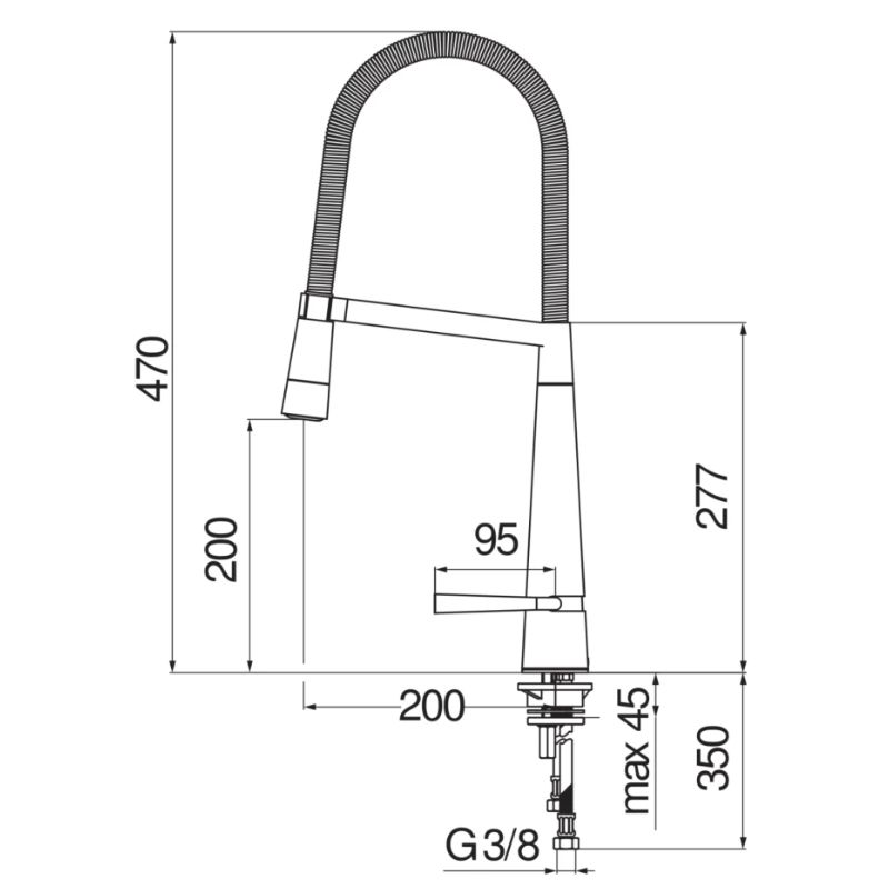 Kích thước vòi rửa bát Nobinox LIKID NB880 Kích thước vòi rửa bát Nobinox LIKID NB880