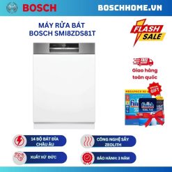 Máy rửa bát Bosch SMI8ZDS81T serie 8, bán âm