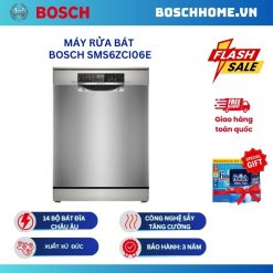 Máy rửa bát Bosch SMS6ZCI06E serie 6, độc lập