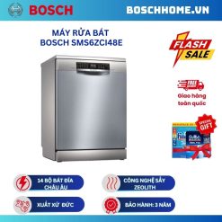 Máy rửa bát Bosch SMS6ZCI48E serie 6, độc lập