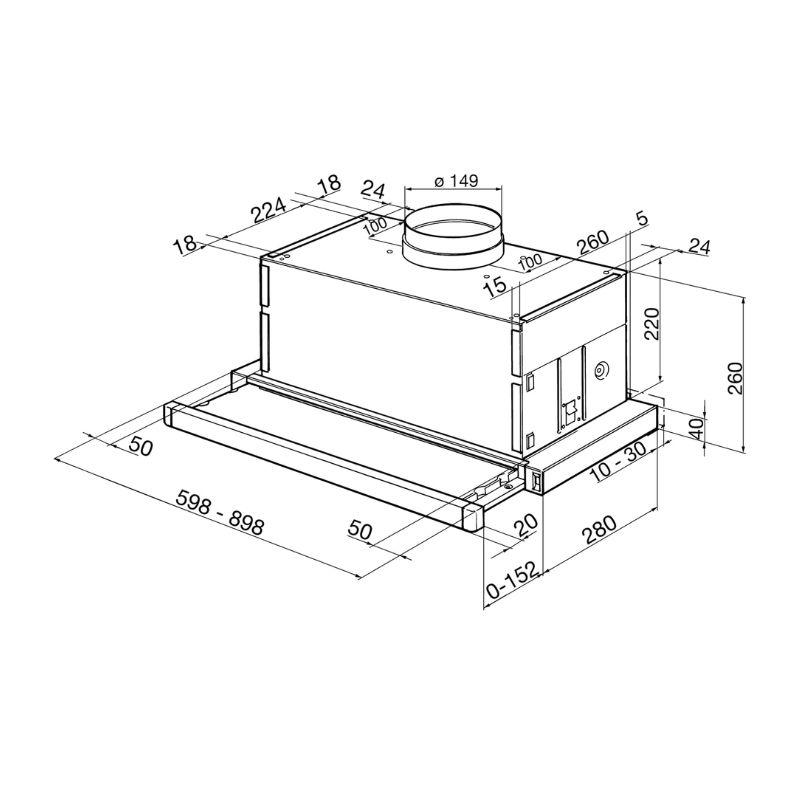 Máy hút mùi âm tủ Hafele Smeg KSET66VNE2 536.84.882 5 Kích thước máy hút mùi âm tủ Hafele Smeg KSET66VNE2 536.84.882