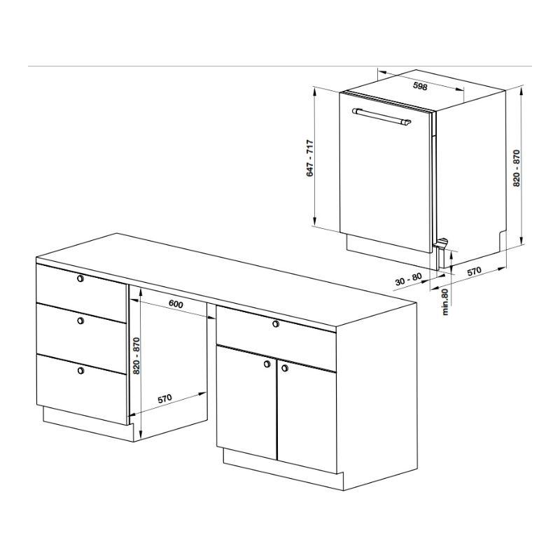 Máy rửa bát Hafele HDW-FI60D 533.23.320 6 Kích thước Máy rửa bát Hafele HDW-FI60D 533.23.320