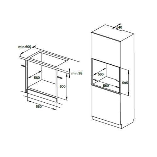 Lò nướng âm tủ Hafele HO-KT60C 534.05.571 9 Kích thước lò nướng âm tủ Hafele HO-KT60C 534.05.571