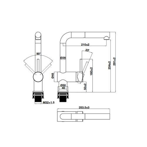 Vòi rửa bát Hafele HT21-CH1P254 577.55.200 7 Kích thước vòi rửa bát Hafele HT21-CH1P254 577.55.200