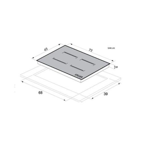 Bếp từ 2 vùng nấu Spelier SPE IC 928 PLUS 7 Kích thước bếp từ 2 vùng nấu Spelier SPE-IC928 PLUS