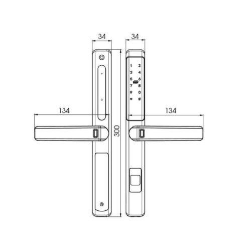 Kích thước của Khóa cửa điện tử Demax SL601 PW - APP WIFI