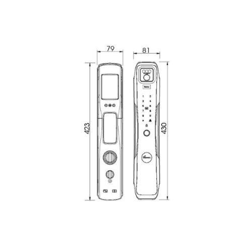 Kích thước của Khóa cửa thông minh nhận diện khuôn mặt FACE ID-3D Demax SL918 PB