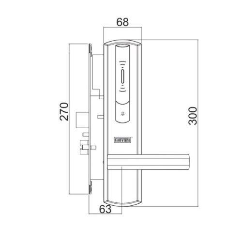 Kích thước của Khóa điện tử thông minh Giovani GSL-156C136