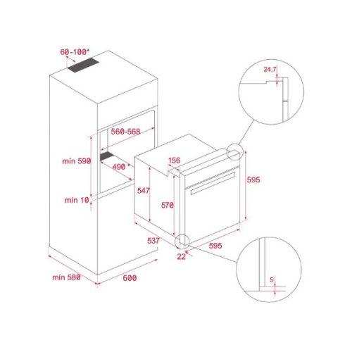 Kích thước của Lò nướng Teka HLB 8600 Steam Grey